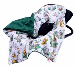 Oboustranná deka do kočárku minky 80x80 cm - lesní zvířátka