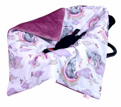 Oboustranná deka do kočárku minky 80x80 cm -sloníci