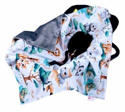Oboustranná deka do kočárku minky 80x80 cm - mláďata