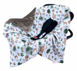 Oboustranná deka do kočárku minky 80x80 cm - les