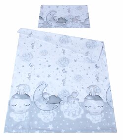 Povlečení do postýlky 120/90 cm - Slon na Měsíci / šedá