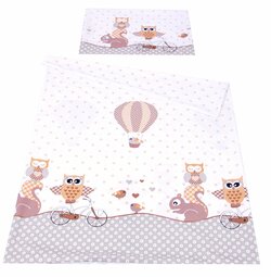 Povlečení do postýlky 120/90 cm - sovička béžová
