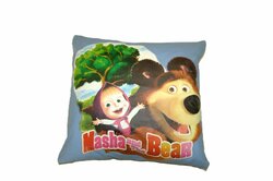 Dětský povlak na polštář 40x40 cm - Máša a Medvěd / modrá