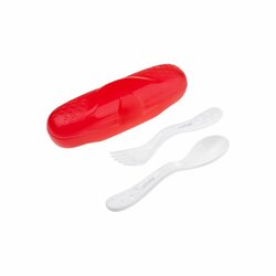 Vidlička a lžička v pouzdru Akuku bílá