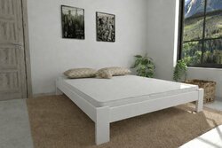 Postel z masivu borovice Adam 140x200 cm bílá + rošt ZDARMA