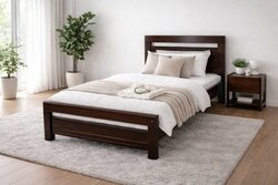 Postel z masivu borovice Amor 90x200 cm ořech + rošt ZDARMA 