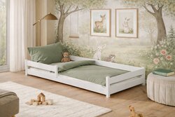 Dětská montessori postel Axel 90/200 cm bílá  + rošt ZDARMA 