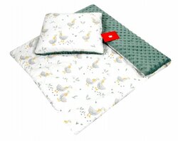 Polštářek + deka do kočárku minky - nr.131 / husy