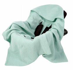 Mušelínová deka s kapucí do autosedačky 90x90 cm - šalvěj