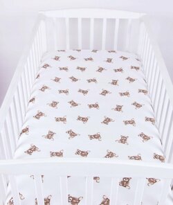 Mušelínové prostěradlo s gumkou 120/60 cm - medvídci