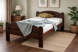 Postel z masivu borovice Bella 90x200 cm ořech + rošt ZDARMA 