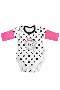 Kojenecké bavlněné body -bílé s králíčkem