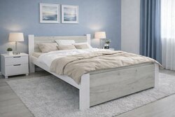 Postel Irma 140x200 cm Dub Craft/ bílá + rošt ZDARMA 