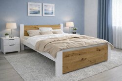 Postel Irma 160x200 cm Dub Artisan/ bílá + rošt ZDARMA 