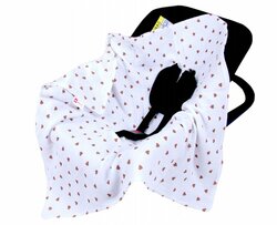 Mušelínová deka do autosedačky 80x80 cm - hnědé srdíčko