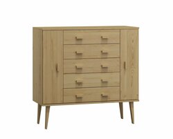 Komoda z masivu borovice Nord K3/5S 117/109/42 cm / přírodní