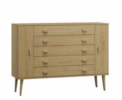 Komoda z masivu borovice Nord K3/5S 175/109/42 cm / přírodní