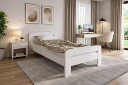 Postel z masivu borovice Bohdana 80x200 cm s bílá + rošt ZDARMA