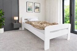 Postel z masivu borovice Bohdana 90x200 cm bílá + rošt ZDARMA