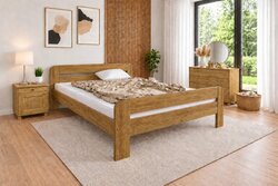 Postel z masivu borovice Bohdana 180x200 cm dub + rošt ZDARMA