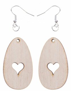 Dřevěné náušnice - Srdíčka