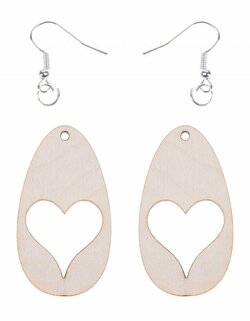 Dřevěné náušnice - Srdce