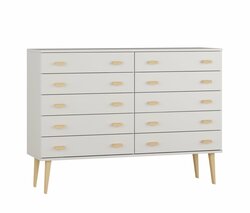 Komoda z masivu borovice Nord K2/5S 135/109/42 cm / bílá