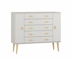 Komoda z masivu borovice Nord K3/5S 117/109/42 cm / bílá Komoda z masivu borovice Nord K3/5S 117/109/42 cm / bílá