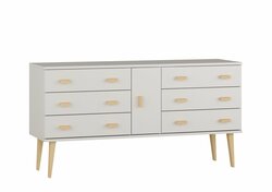 Komoda z masivu borovice Nord K4/3S 135/75/42 cm / bílá