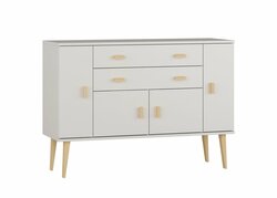 Komoda z masivu borovice Nord K5/2S/2D 155/92/42 cm / bílá