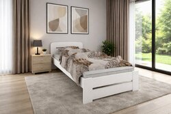 Postel z masivu borovice Petra 90x200 cm bílá + rošt ZDARMA