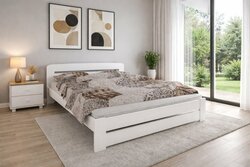 Postel z masivu borovice Petra 160x200 cm bílá + rošt ZDARMA Postel z masivu borovice Petra 160x200 cm bílá + rošt ZDARMA
