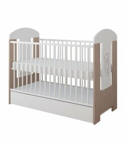 Postýlka 120/60 cm Gloria - bílá/ dub  Medvěd se šuplíkem