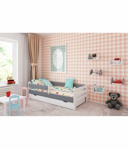 Postel Ronda 160/80 cm - bílá/ šedá + šuplík 