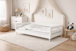 Postel z masivu Betka bílá na nohách 200/90 cm + rošt ZDARMA