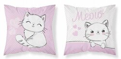 Dětský potah na polštář 40x40 cm / Kočička růžová