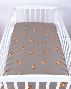 Prostěradlo bavlněné s gumkou 120/60 cm - medvídci kuk hnědí Prostěradlo bavlněné s gumkou 120/60 cm - medvídci kuk hnědí
