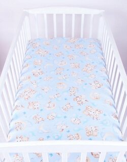 Prostěradlo bavlněné s gumkou 120/60 cm - mazlíčci modří
