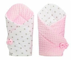 Zavinovačka oboustranná Minky - růžová hvězdy