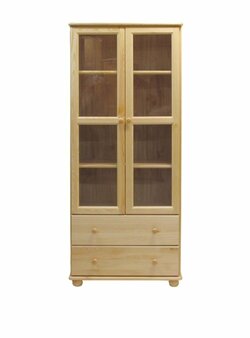 Policový regál - vitrína z masivu borovice 68 90/190/42 cm