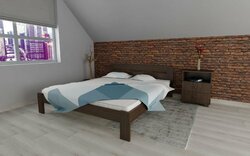 Postel z masivu borovice Šárka 180x200 cm ořech + rošt ZDARMA