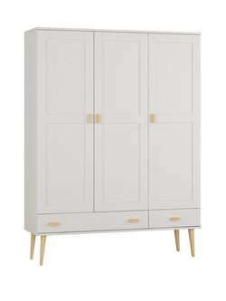 Šatní skříň z masivu borovice Nord II bílá 117/204/60 cm