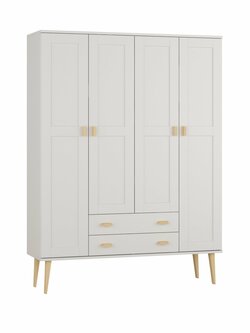 Šatní skříň z masivu borovice Nord II bílá 175/204/60 cm