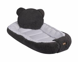 Hnízdo pro miminko s umělou vlnou vzor - bílá / šedá