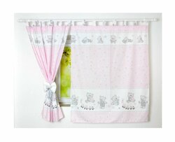 Dětské závěsy 120x160 cm méďa s vláčkem - růžová Dětské závěsy 120x160 cm méďa s vláčkem - růžová