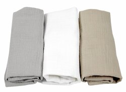 Mušelínové prostěradlo do kočárku / sada 3 ks - béžová