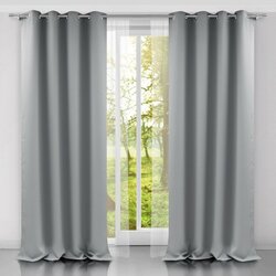 Závěs 140/250 cm zatemňující s oky- světle šedá