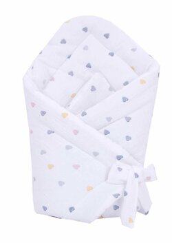 Mušelínová zavinovačka - barevná srdíčka