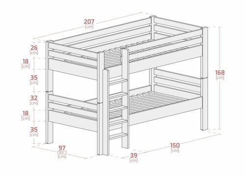Patrová postel Kamila bílá 80/200 cm + rošty ZDARMA