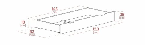 Šuplík pod postel 150 cm smrk šedý